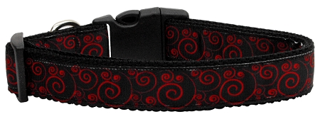 Red and Black Swirly Nylon Cat Collar